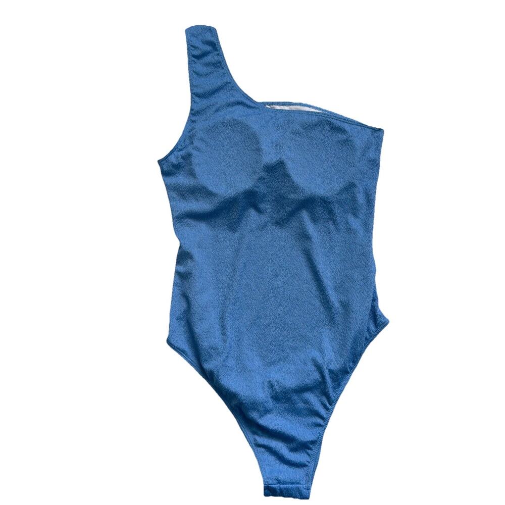 Summer Mae Maternity Swimsuit NWT XL Blue One Shoulder Ring One Piece Ruched - Picture 4 of 12